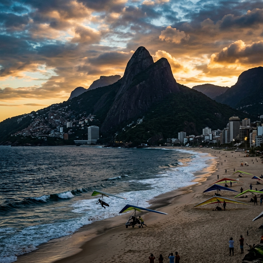 Praia de São Conrado: Adrenalina e Visual Dramático no Encontro com a Montanha